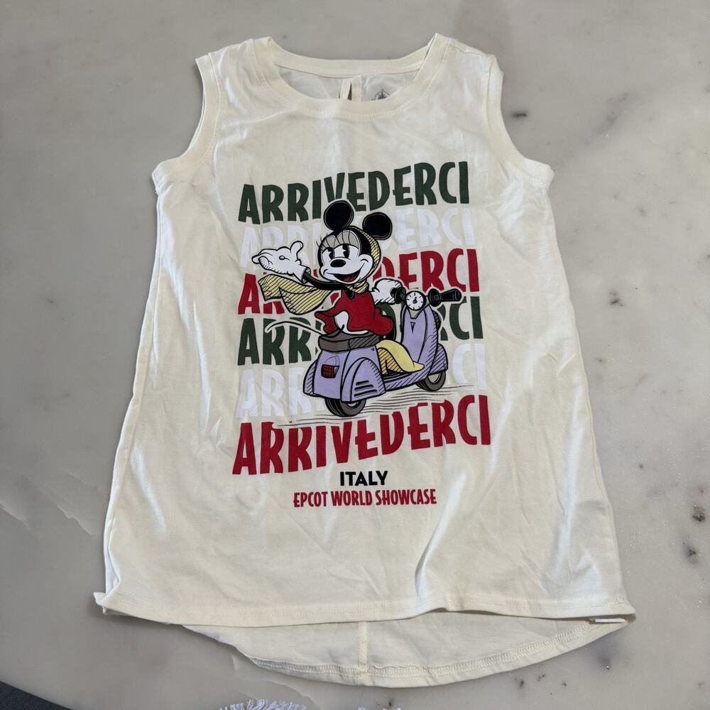 Disney Parks Epcot World Showcase Italy Tank Top Women’s S Cream Minnie Mouse